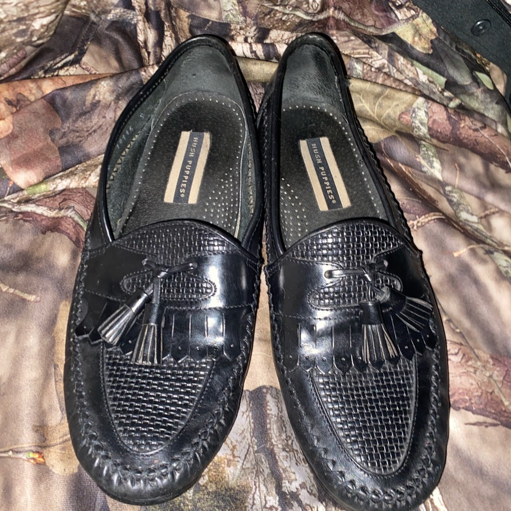 Hush puppies Black Leather Loafers with Tassels men size 9